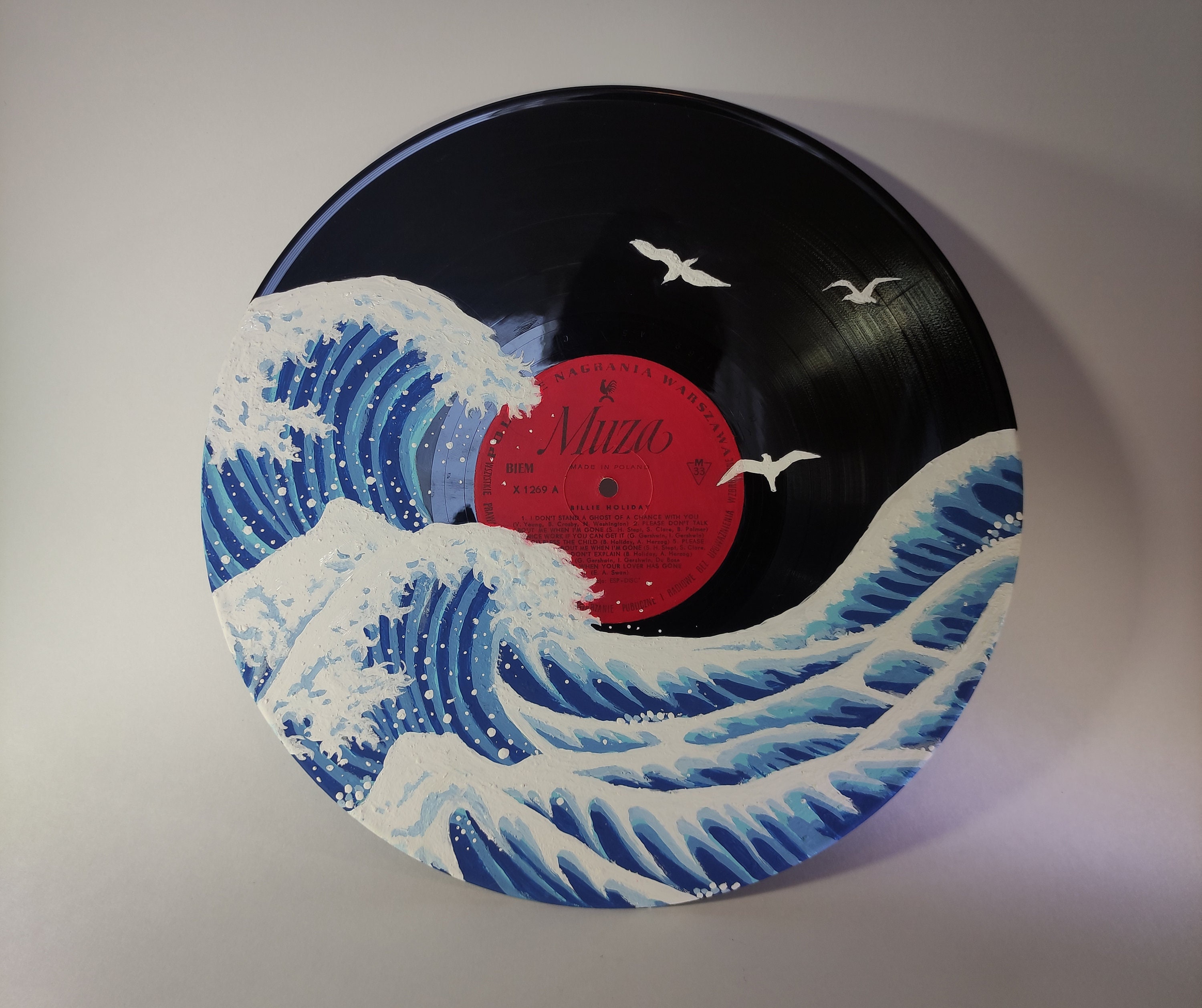 Wave Handpainted Vinyl Record Etsy