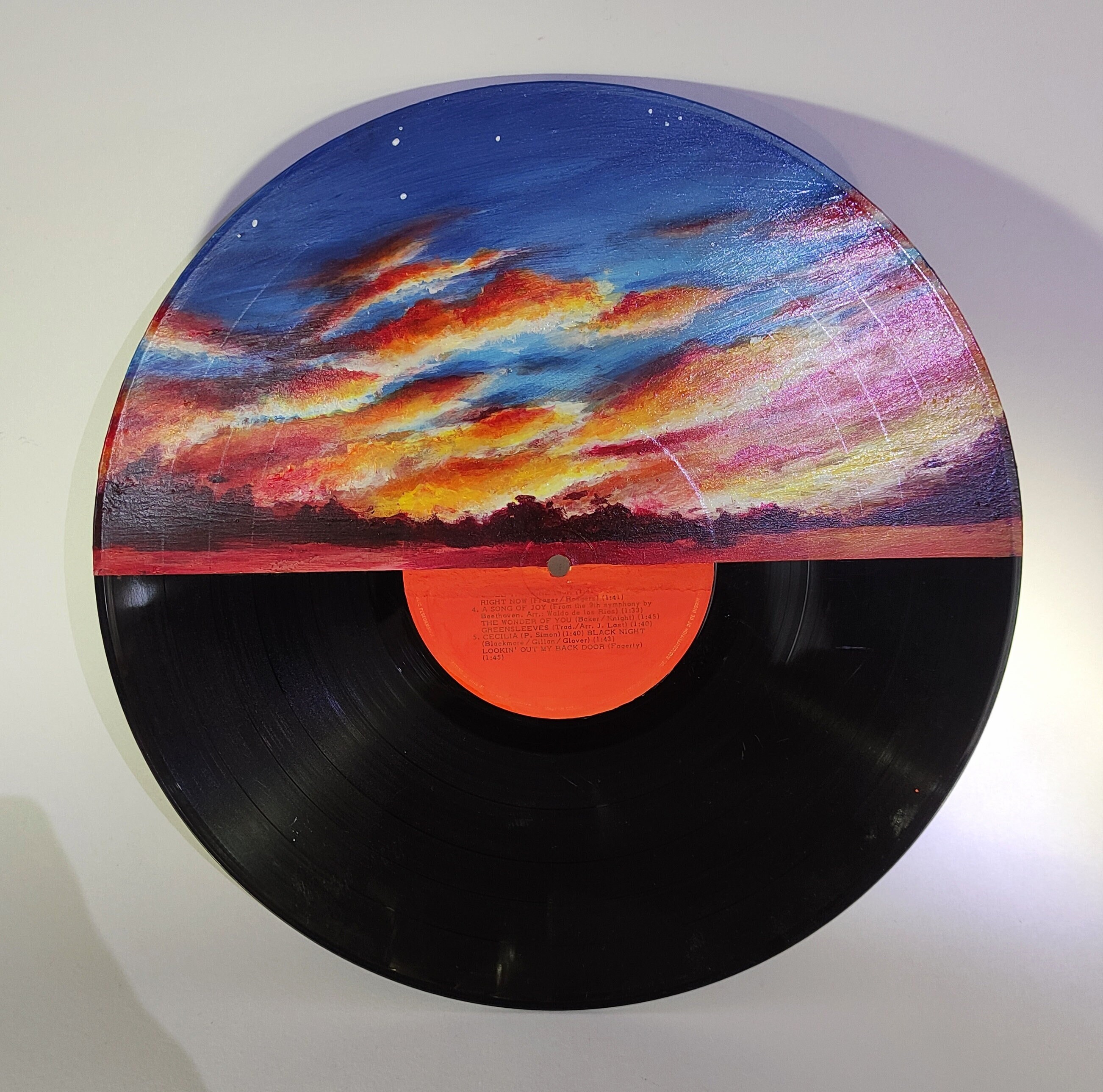 Sunset Handpainted Vinyl Record Etsy