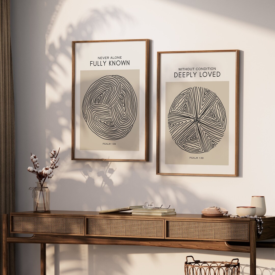 Modern Christian Wall Art Fully Known Deeply Loved Set 2 Bible Verse ...
