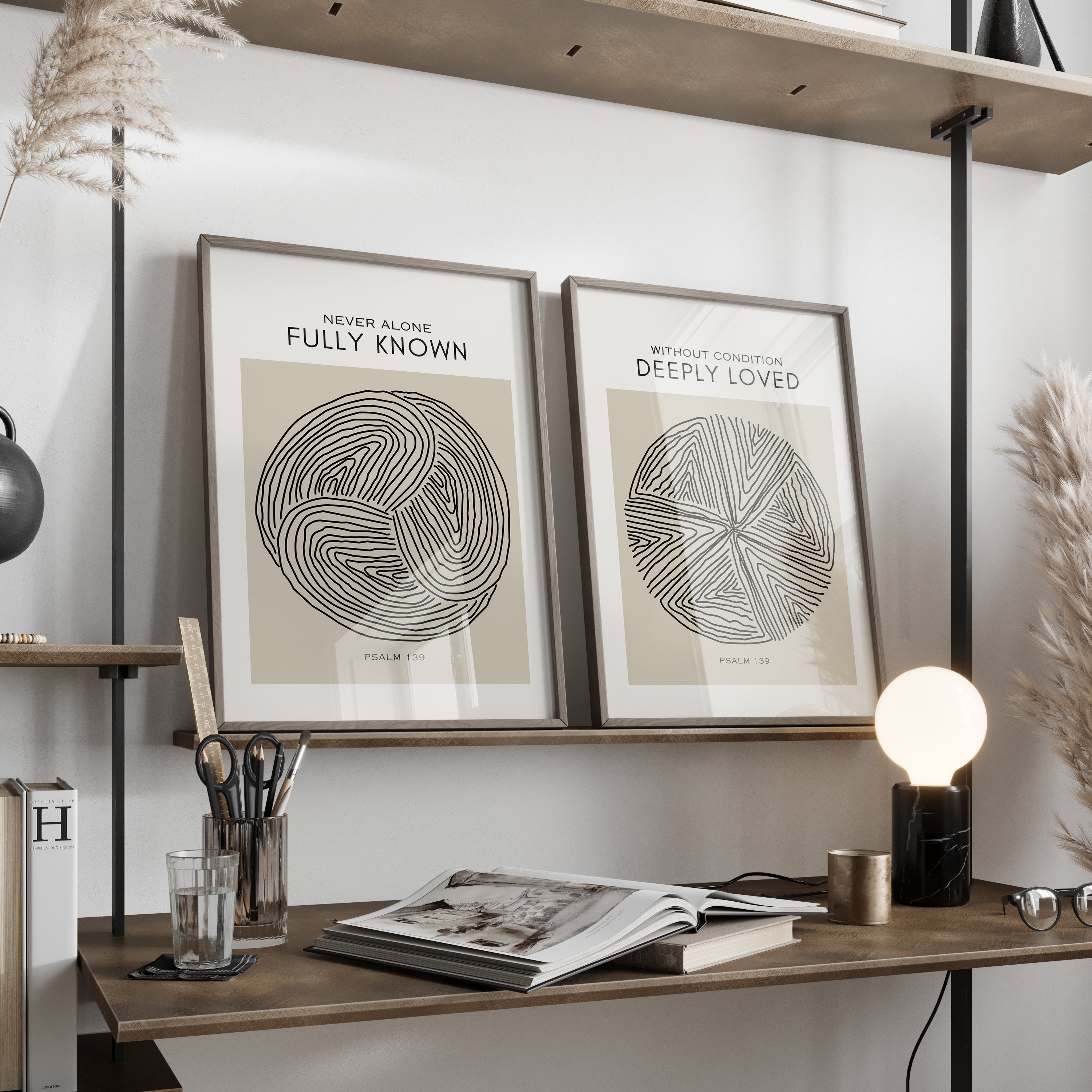 Modern Christian Wall Art Fully Known Deeply Loved Set 2 Bible Verse ...