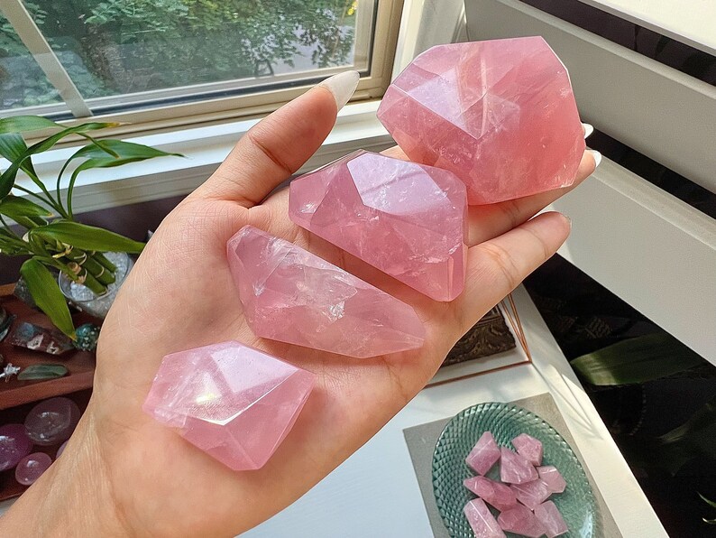 Juicy Pink Rose Quartz Freeform Crystal / XSmall–Large / Gemmy Saturated Glowing Rainbow / Amore + Cuore Chakra Crystal Healing / Madagascar