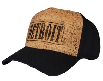 Detroit Cork Engraved Trucker Hat, 5 Panel Trucker Cap