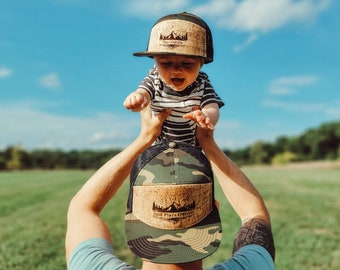 Plays Outside Parent & Kid Hats | Infant-Toddler or Youth | Cork Engraved Authentic Snapback Hats