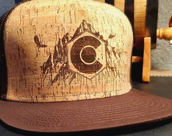 Colorado Flag High Exposure Cork Engraved Trucker Hat,  Snapback Denver Authentic 5 Panel Cap