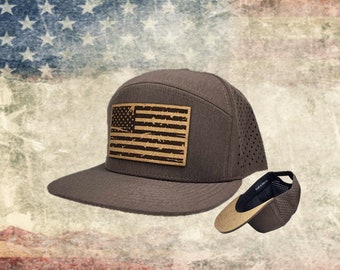 American Flag Cork Patch Engraved Hat, Cork Under Bill, Teardrop Breathable Mesh,  Bottle Opener optional