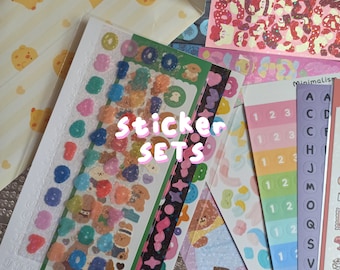 Niedliche Sticker Bogen 5 Stück, 10 Stück, 15 Stück | Kawaii Schreibwaren Grab Bag für Journaling KPOP Polco Deco Penpal