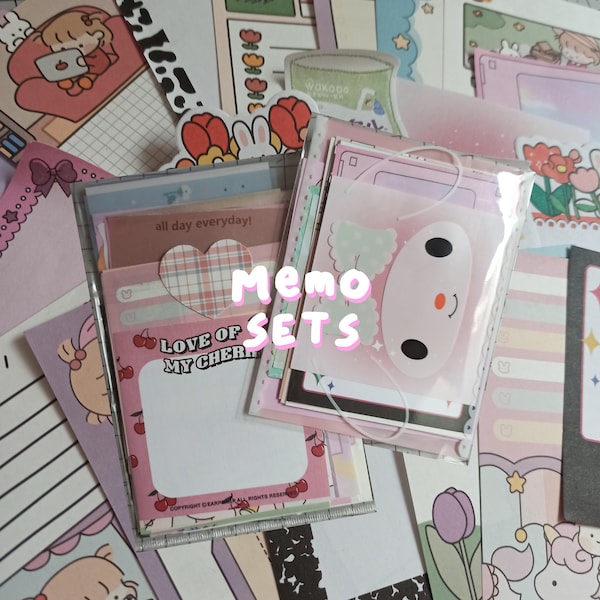 Cute Memo Sheets Random Pack 20pcs, 50pcs, 100pcs | Kawaii Stationery Grab Bag for Journaling KPOP Deco Penpal