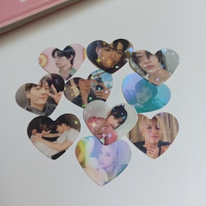 Paquete de pegatinas de corazón KPOP personalizado 10 piezas / lindas pegatinas kawaii para diario Polco Deco Penpal