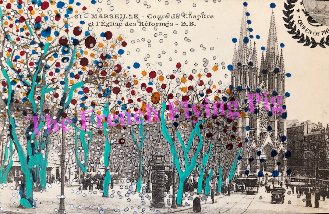 Vintage French Postcards Hand Painted Marseille Cours Du Etsy