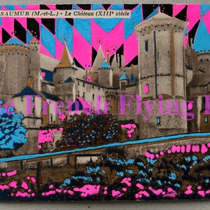 Postales francesas vintage, pintadas a mano- Saumer- Le Château (siècle XIII)