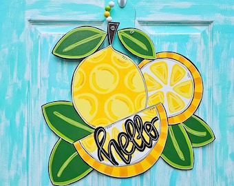 Lemon Summer Door Hanger: Hand-Painted Welcome Decor