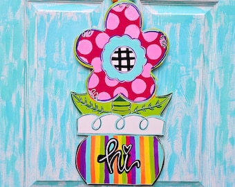 Flower Door Hanger: Summer Spring Door Decor