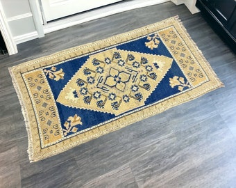 2x3,Oushak Rug,Vintage Rug,Blue Rug,Doormat Rug,Small Turkish Rug,Handmade Rug,Entrway Decor,Outdoor Rug, Mini Small Rug,Decor Rug,2x3