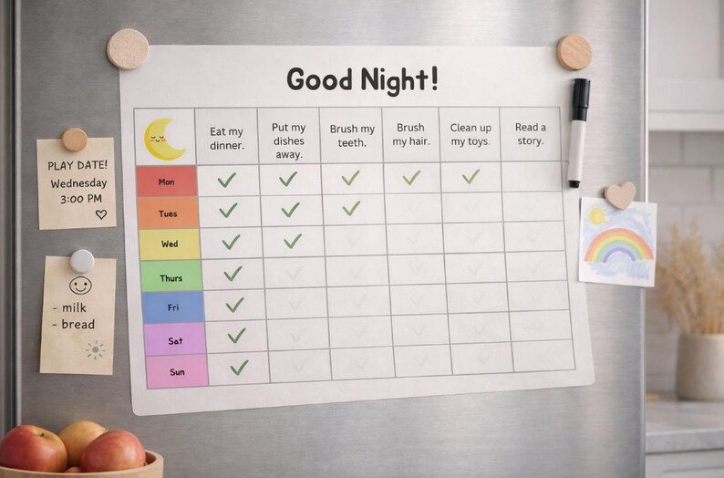 Toddler Routine Chart | Kids Daily Visual Schedule | Bedtime (printable ...