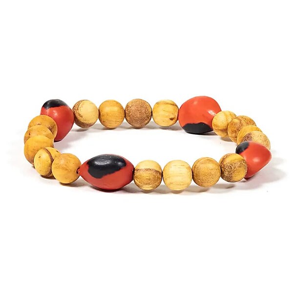 Palo Santo bracelet 6 mm + 4 Huayruro beads