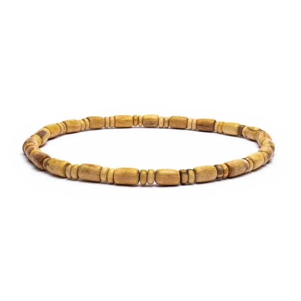 Collier élastique Palo Santo  perles tubes et donut 26 cm