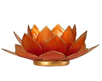 Lotus candle holder - pink/orange - gold edge