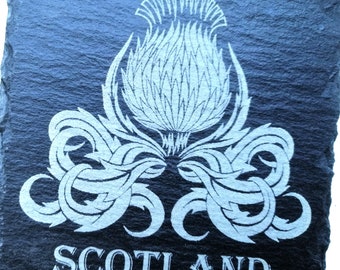 Schottland Schottische Distel Schiefer Glasuntersetzer Untersetzer
