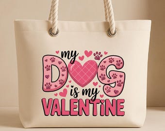 Dogs valentine tote bag, dog lover gifts