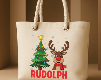 Rudolph tote bag,  christmas vibes, santa bag