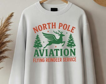North pole aviation sweatshirt, north pole, north pole sweater, winter sweatshirt, santa sweatshirt, elf sweatshirt, reindeer sweatshirt