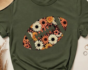 Floral football shirt, autumn shirt, football game day, spooky season, fall vibes shirt, spooky season shirt, tis the season, coquette bow