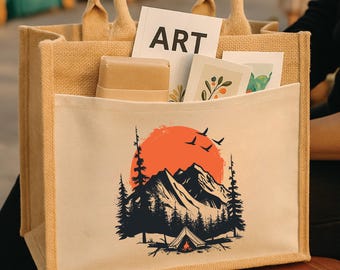Mountain tote, mountain bag, reusable grocery bag, travel gift bag, blue ridge mountains, christian tote bag, canvas bag, gift for friend