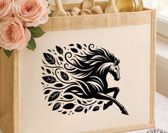 Floral horse tote bag, floral horse, floral tote bag, floral tote, gifts for her, gift for her, gifts for women