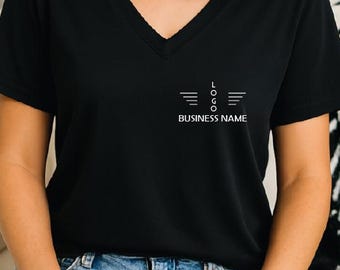 Personalized Logo V-Neck T-shirt, Custom Brand Shirt, Business Logo Shirt, Personalized Company Shirt, Custom Logo Shirt, Company Logo Tee