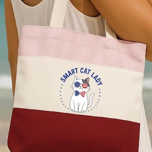Smart cat lady tote bag, cat tote bag, small tote bag, kitty tote bag, cat mom, cat lover gift, whimsical cat print, gifts for cat people