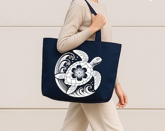 Sea turtle tote bag, sea turtle gift, sea turtle art, aesthetic tote bag, ladies bag, beach tote bag, gift for coworkers, monogram bag tote