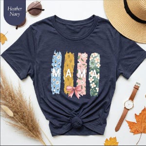 Floral Mama T-Shirt, Coquette Bow Springtime Mom Tee