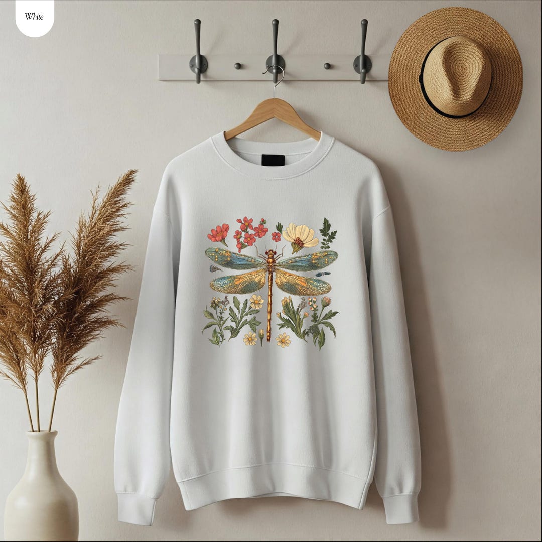 Floral Dragonfly Sweatshirt, Floral Dragonfly, Floral Shirt, Floral ...