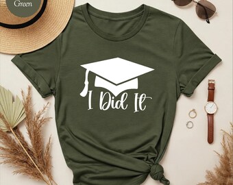 Custom Congrats You Did It 2025 V-Neck T-Shirt, Graduation shirt, Graduation gift,  Personalized shirt, 2025 graduation, senior 2025 shirt