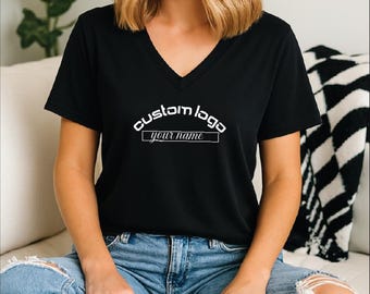 Personalized Logo Shirt, Custom Logo V-Neck, Custom Design Shirt, Custom Text Shirt, Your Business Logo Brand Logo Shirt, Team Logo Shirt