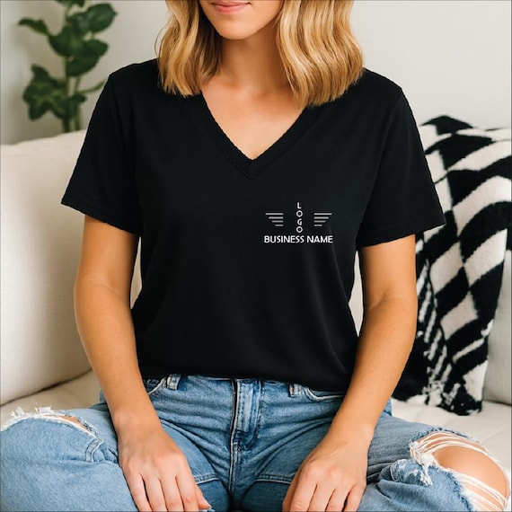 Personalized Logo V-Neck T-shirt, Custom Brand Shirt, Business Logo Shirt, Personalized Company Shirt, Custom Logo Shirt, Company Logo Tee