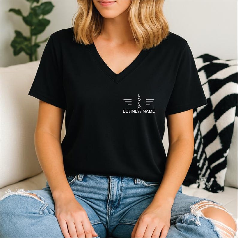 Personalized Logo V-Neck T-shirt, Custom Brand Shirt, Business Logo Shirt, Personalized Company Shirt, Custom Logo Shirt, Company Logo Tee Bild 1