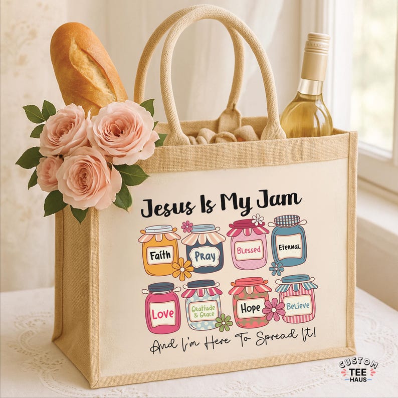 Jesus is My Jam Tote Bag, Bible Bag, Jesus Gift, Tote Handbag, Shopping ...