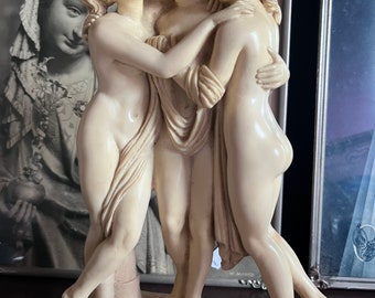 Belle statue italienne Les Trois Sœurs faite main par G. Ruggeri