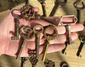 19世紀のヴィンテージアンティークキー/錬鉄製/素朴な装飾/時代家具