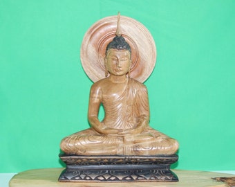 Hande-made Wooden Buddha Statue made of natural wood