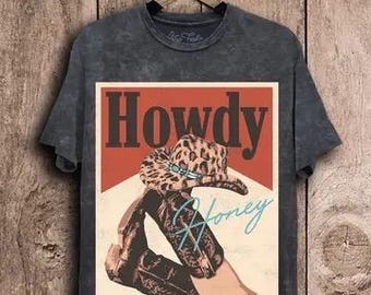 Camiseta gráfica Howdy Honey, Camiseta Howdy Honey, Camiseta gráfica, Camiseta vaquera para mujer, Ropa de mujer, Camiseta para mujer, Camiseta linda para mujer, Howdy