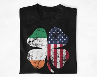 Irish American Flag Shirt Shamrock Gift St. Patrick's Day T-Shirt - Short-Sleeve Unisex Tee