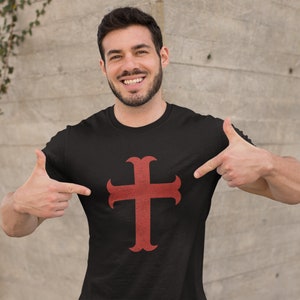 Knight Templar Shirt | Crusader Cross | Red Cross | Christian Warrior | Deus Vult | Cross T Shirt | Crusader Shirt | Medieval Cross Unisex T