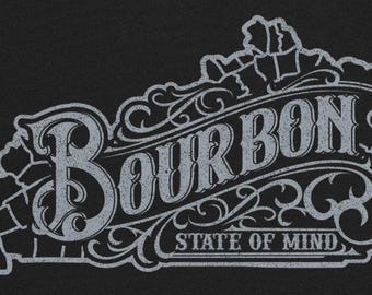Bourbon State of Mind T-Shirt, Distressed Whiskey Tee