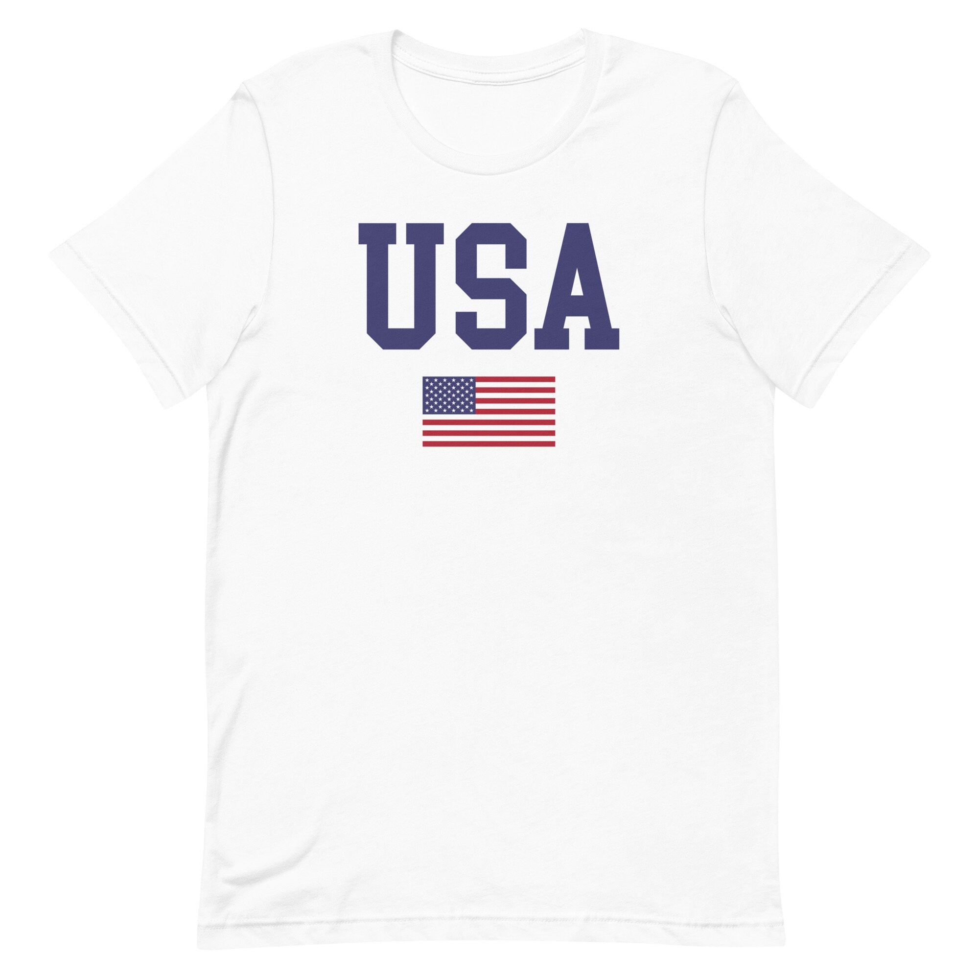 USA Flag Non-Distressed Unisex T-shirt (White)