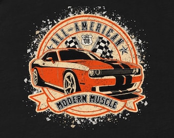 All-American Modern Muscle Car (Distressed, Front & Back) Unisex  T Shirt