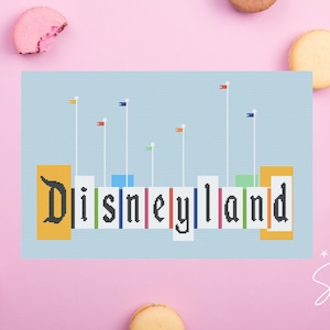 Retro Disneyland Sign Cross Stitch Pattern