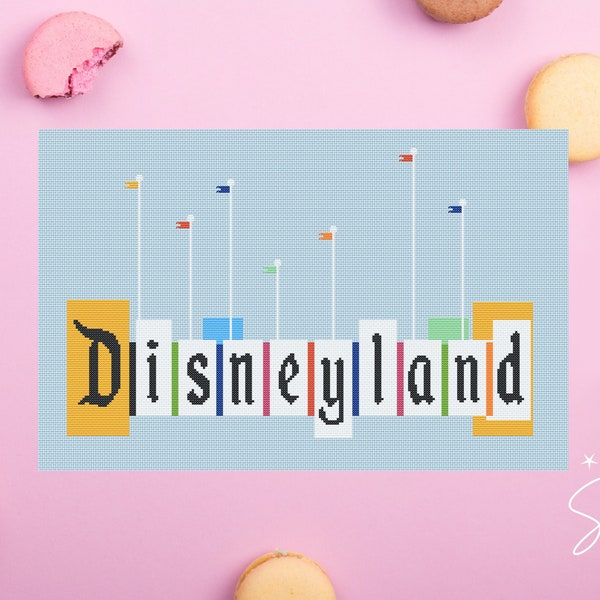 Retro Disneyland Sign Cross Stitch Pattern