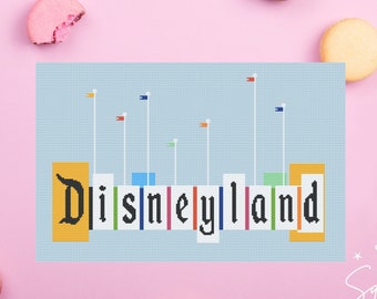 Retro Disneyland Sign Cross Stitch Pattern